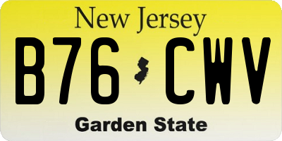 NJ license plate B76CWV