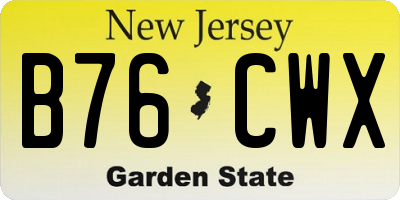 NJ license plate B76CWX