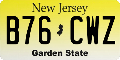 NJ license plate B76CWZ