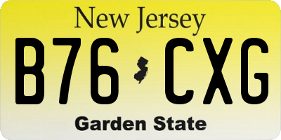 NJ license plate B76CXG