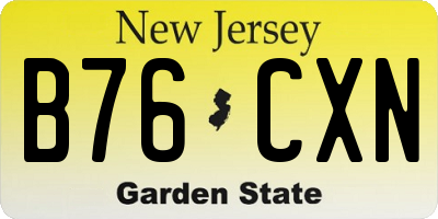 NJ license plate B76CXN