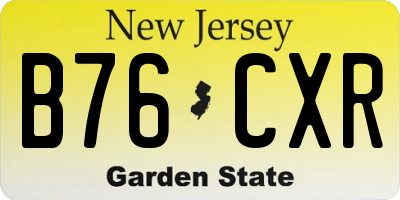 NJ license plate B76CXR