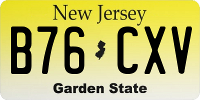 NJ license plate B76CXV