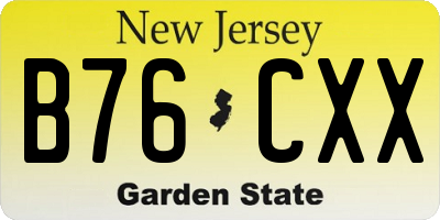 NJ license plate B76CXX