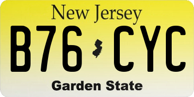 NJ license plate B76CYC