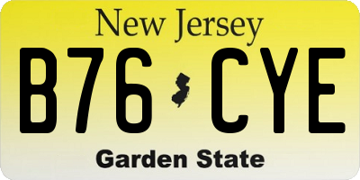 NJ license plate B76CYE