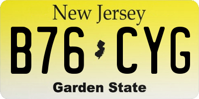 NJ license plate B76CYG
