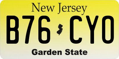 NJ license plate B76CYO