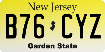 NJ license plate B76CYZ