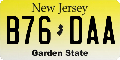 NJ license plate B76DAA