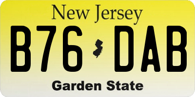 NJ license plate B76DAB