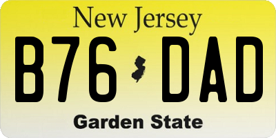 NJ license plate B76DAD