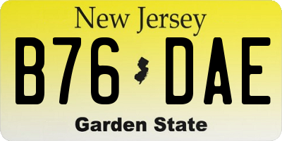 NJ license plate B76DAE