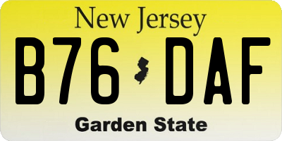 NJ license plate B76DAF