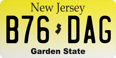 NJ license plate B76DAG