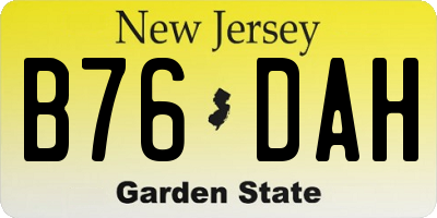 NJ license plate B76DAH
