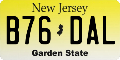 NJ license plate B76DAL