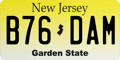 NJ license plate B76DAM