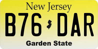 NJ license plate B76DAR