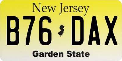 NJ license plate B76DAX