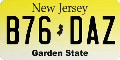 NJ license plate B76DAZ