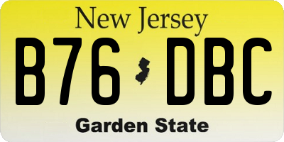 NJ license plate B76DBC