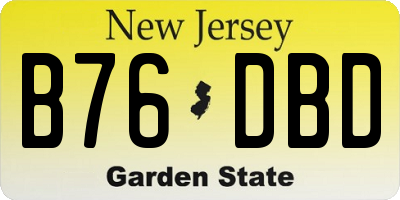 NJ license plate B76DBD