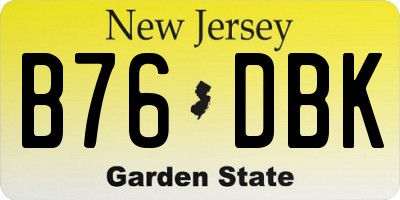 NJ license plate B76DBK