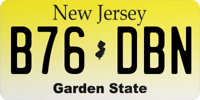 NJ license plate B76DBN