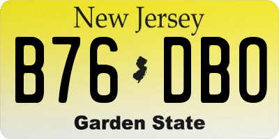 NJ license plate B76DBO