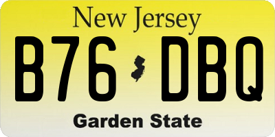 NJ license plate B76DBQ