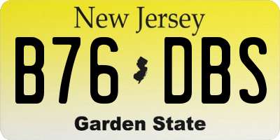 NJ license plate B76DBS