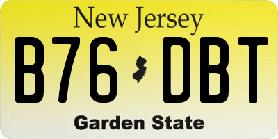 NJ license plate B76DBT