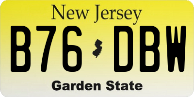NJ license plate B76DBW