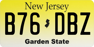 NJ license plate B76DBZ