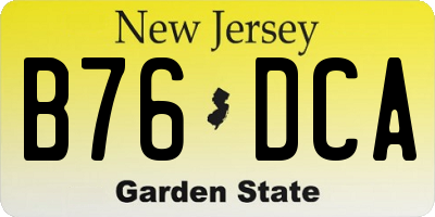 NJ license plate B76DCA
