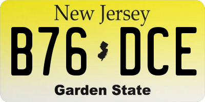 NJ license plate B76DCE