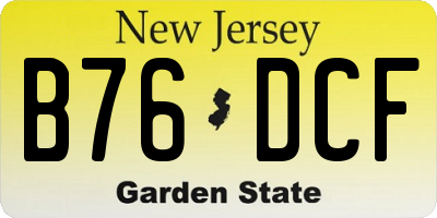 NJ license plate B76DCF