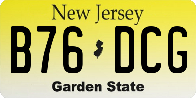 NJ license plate B76DCG
