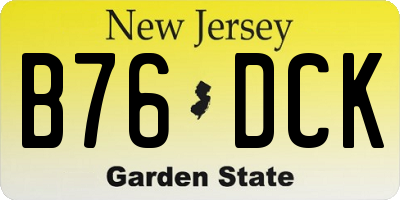 NJ license plate B76DCK