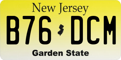 NJ license plate B76DCM