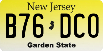 NJ license plate B76DCO