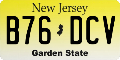 NJ license plate B76DCV
