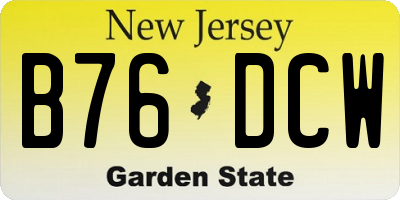 NJ license plate B76DCW