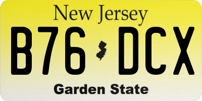 NJ license plate B76DCX