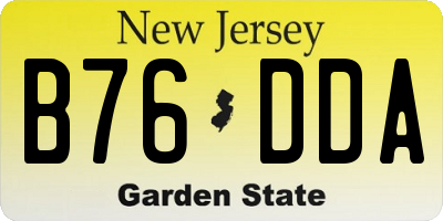 NJ license plate B76DDA