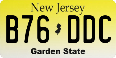 NJ license plate B76DDC