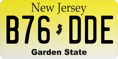 NJ license plate B76DDE