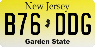NJ license plate B76DDG