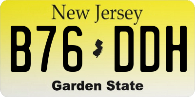 NJ license plate B76DDH